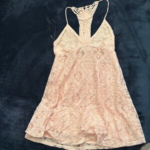 Forever 21 Blush Lace Halter Dress